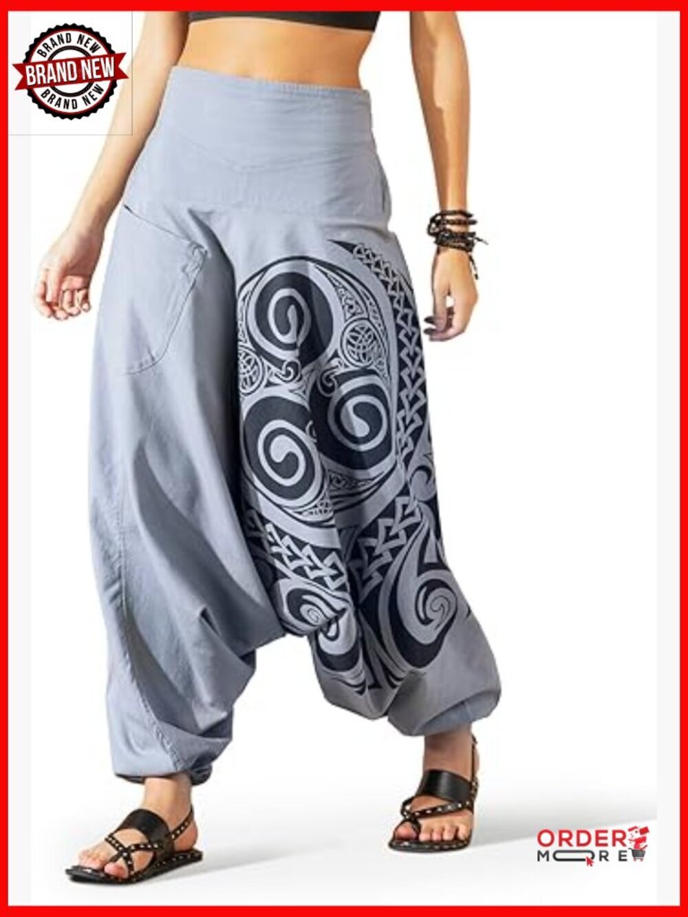 Cotton Harem Pants, Unisex Yoga Palazzo, Relaxed Fit, Free Size